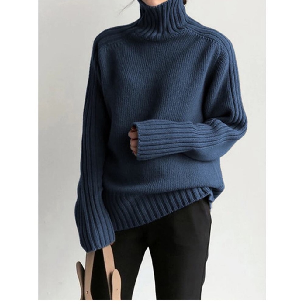 Commense Blue Mock Neck Sweater